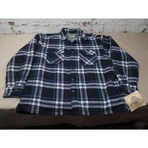 Ozark Trail Fleece Lined Flannel Shacket Mens XL Blue Plaid Shirt Jacket lNWT